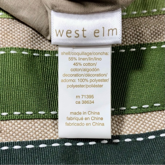 WEST ELM Linen Christmas Stocking Green Grosgrain Ribbon ~ “Steve” Monogram - Picture 6 of 11